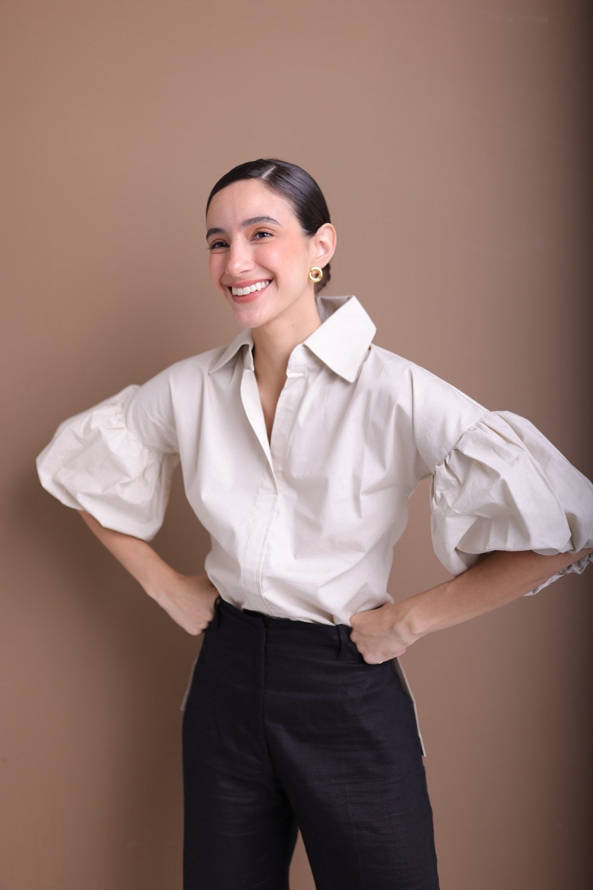 Beige Balloon Blouse