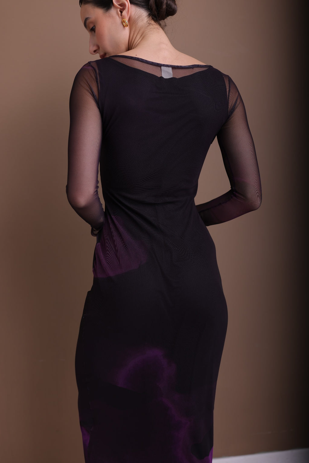 Long Sleeve Orchid Mesh Dress