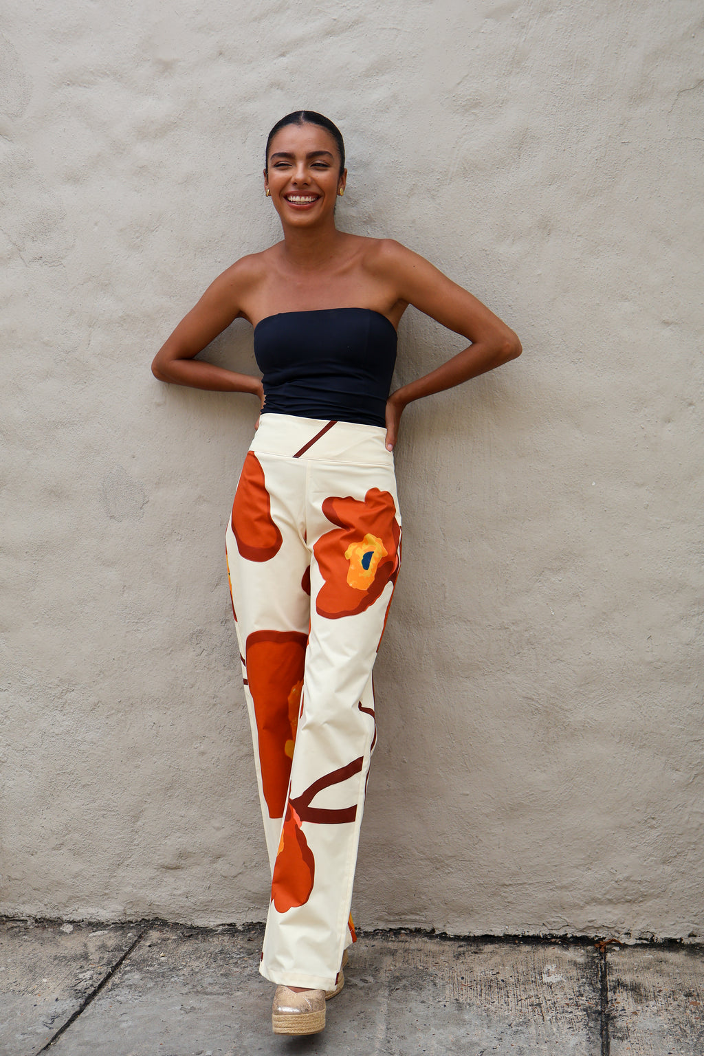 Pantalón Flores Naranjas